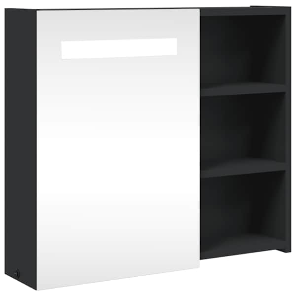 LED-valgustusega vannitoa peegelkapp, must, 60 × 13 × 52 cm