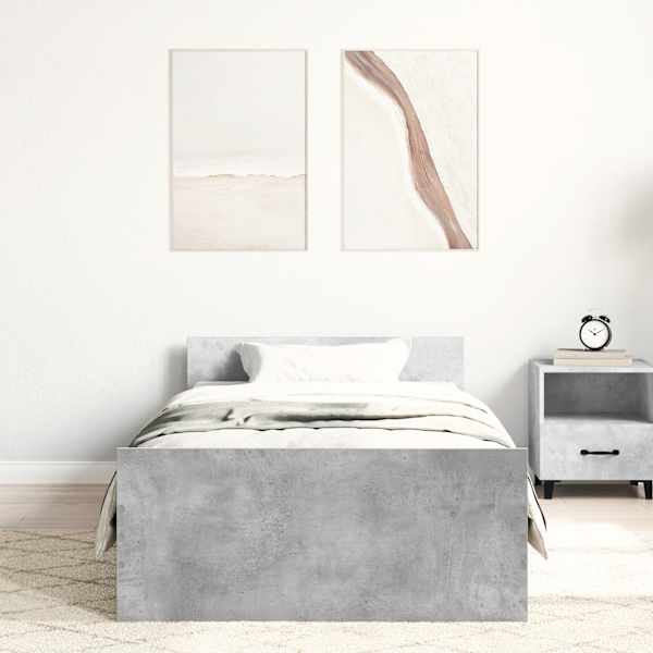Voodiraam, betoonhall, 75 × 190 cm, tehispuit — mudel 835949