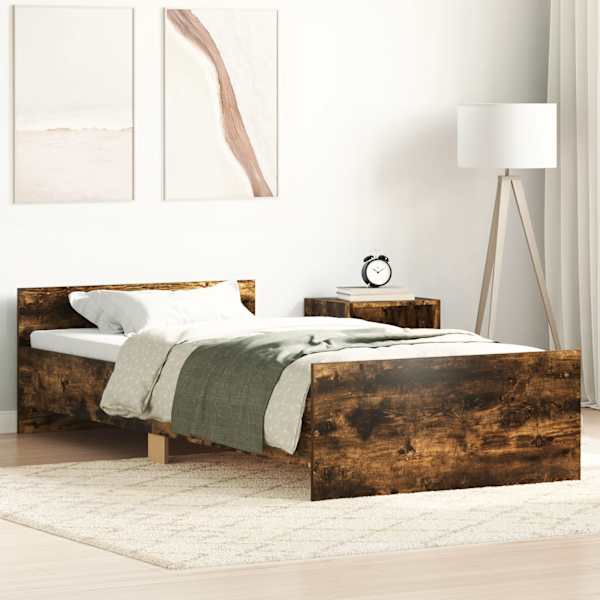 Voodiraam peatsiga, suitsutatud tamm, 75 × 190 cm — mudel 835950