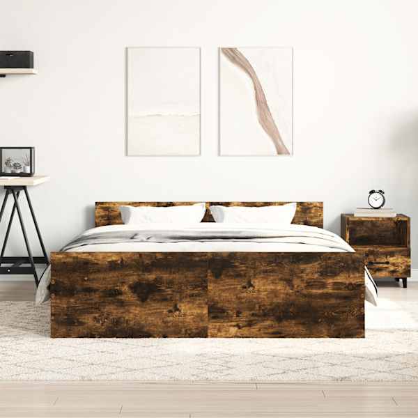 Voodiraam, suitsutatud tamm, 140 × 200 cm — mudel 3203751