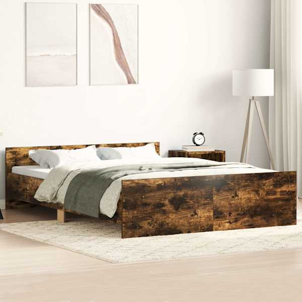 Voodiraam, suitsutatud tamm, 140 × 200 cm — mudel 3203751