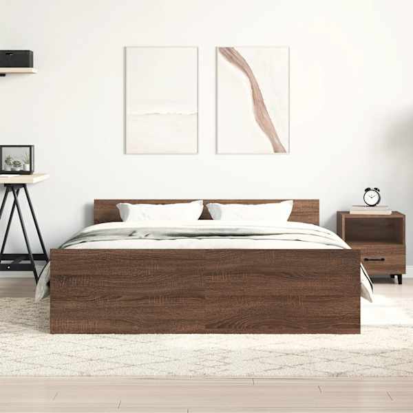 Voodiraam, pruun tamm, 140 × 190 cm — mudel 3203788