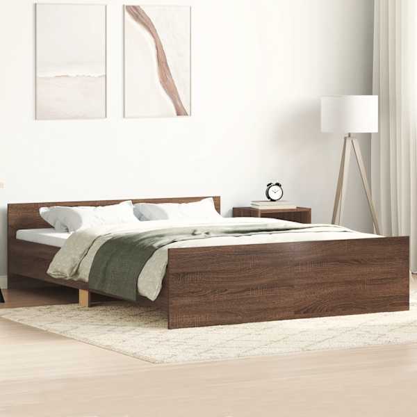 Voodiraam, pruun tamm, 140 × 190 cm — mudel 3203788