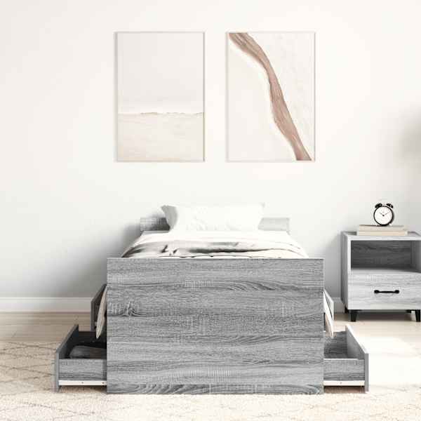 Voodiraam, hall sonoma tamm, 90 × 190 cm — mudel 3203815