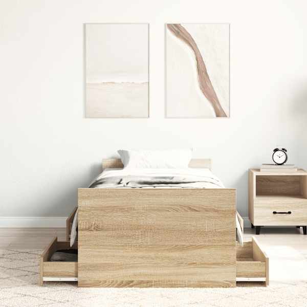 Voodiraam, sonoma tamm, 75 × 190 cm — mudel 3203819