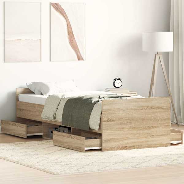 Voodiraam, sonoma tamm, 75 × 190 cm — mudel 3203819