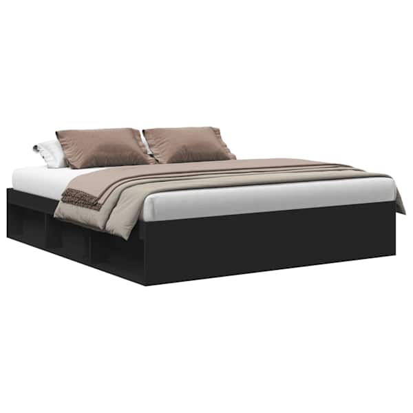 Voodiraam, must, 180 × 200 cm — mudel 3203881