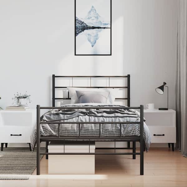 Voodiraam, must, 100 × 190 cm, metall — mudel 355671