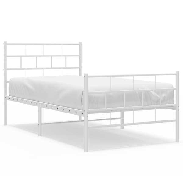 Voodiraam, valge, 90 × 200 cm, metall
