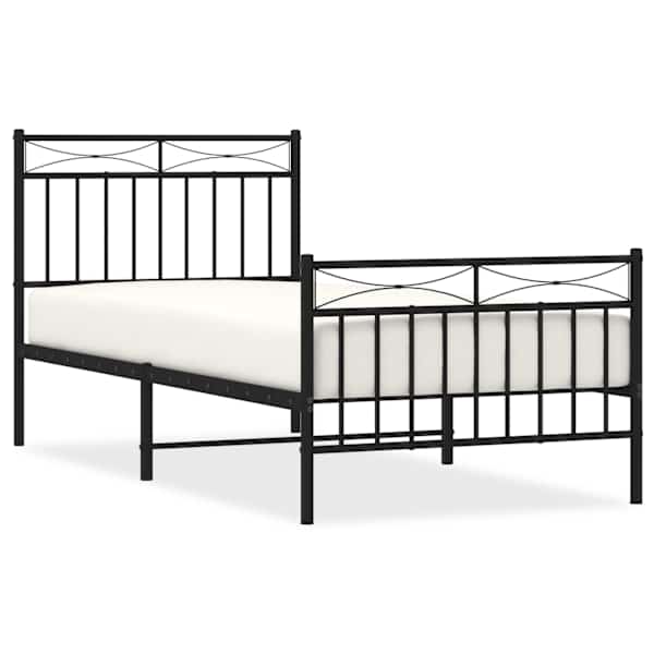 Voodiraam, must, 90 × 200 cm, metall — mudel 373702