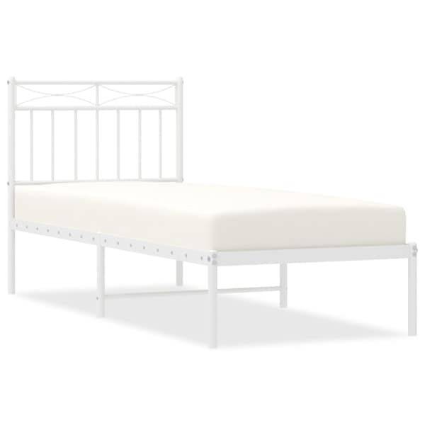 Voodiraam peatsiga, valge, 80 × 200 cm, metall — mudel 373731
