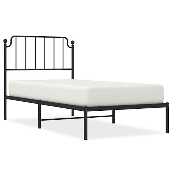 Voodiraam peatsiga, must, 90 × 200 cm, metall — mudel 373880