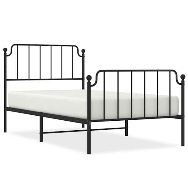 Voodiraam, must, 100 × 200 cm, metall