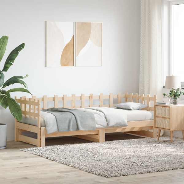Diivanvoodi väljatõmmatava osaga, 80 × 200 cm, männipuit — mudel 840385