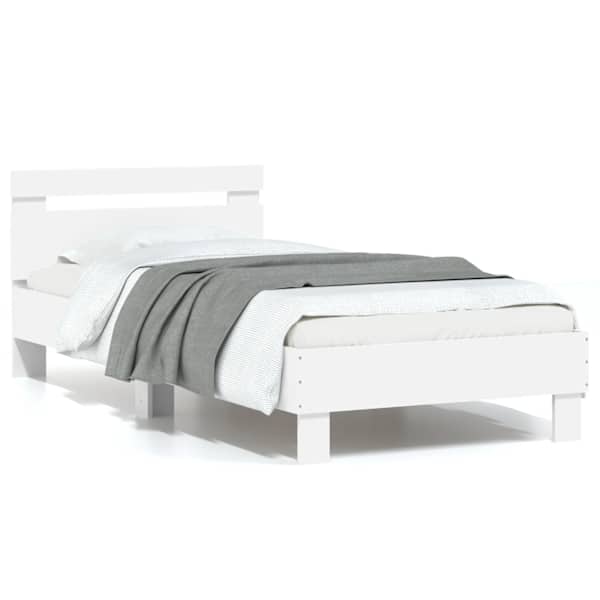 Voodiraam peatsiga, valge, 75 × 190 cm, tehispuit — mudel 838568