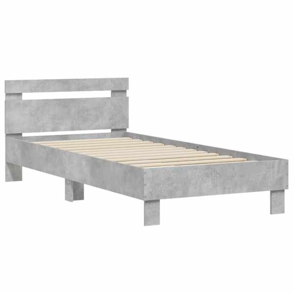 Voodiraam peatsiga, betoonhall, 75 × 190 cm, tehispuit — mudel 838571