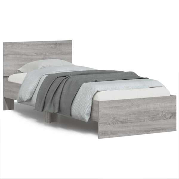 Voodiraam peatsiga, hall sonoma tamm, 75 × 190 cm, tehispuit — mudel 838664