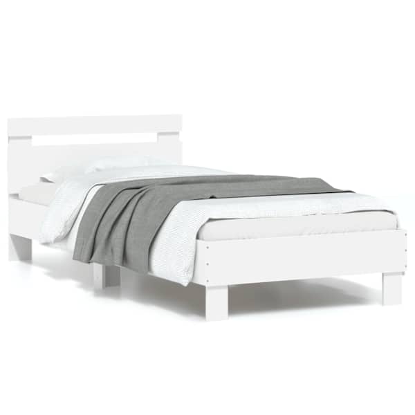 LED-valgustusega voodiraam, valge, 90 × 190 cm — mudel 838743