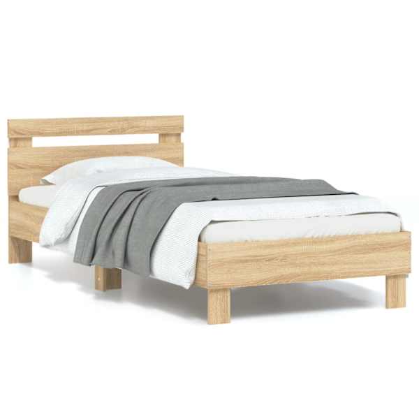 LED-valgustusega voodiraam, sonoma tamm, 90 × 190 cm — mudel 838745