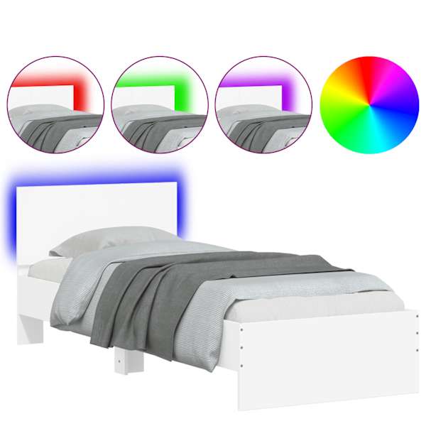 LED-valgustusega voodiraam, valge, 75 × 190 cm — mudel 838841