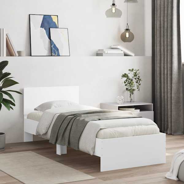 LED-valgustusega voodiraam, valge, 75 × 190 cm — mudel 838841
