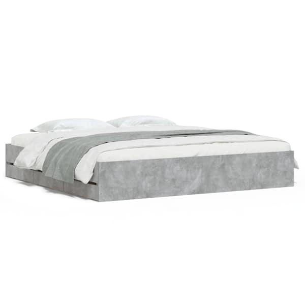 Sahtlitega voodiraam, betoonhall, 180 × 200 cm, tehispuit — mudel 3207255