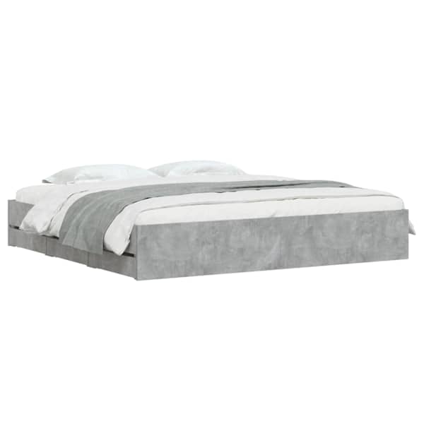Sahtlitega voodiraam, betoonhall, 180 × 200 cm, tehispuit — mudel 3207255