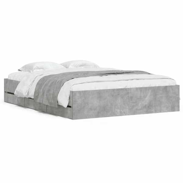 Sahtlitega voodiraam, betoonhall, 150 × 200 cm, tehispuit — mudel 3207269
