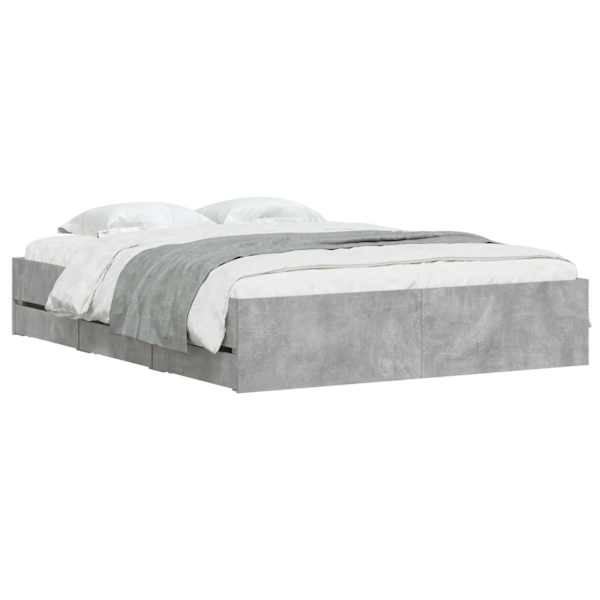 Sahtlitega voodiraam, betoonhall, 150 × 200 cm, tehispuit — mudel 3207269