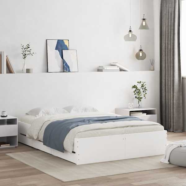 Sahtlitega voodiraam, valge, 120 × 200 cm — mudel 3207280