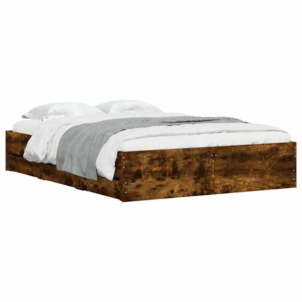 Sahtlitega voodiraam, suitsutatud tamm, 120 × 200 cm, tehispuit — mudel 3207284