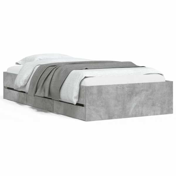 Sahtlitega voodiraam, betoonhall, 90 × 200 cm, tehispuit — mudel 3207297