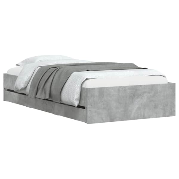 Sahtlitega voodiraam, betoonhall, 90 × 200 cm, tehispuit — mudel 3207297