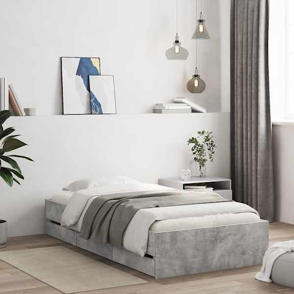 Sahtlitega voodiraam, betoonhall, 90 × 200 cm, tehispuit — mudel 3207297