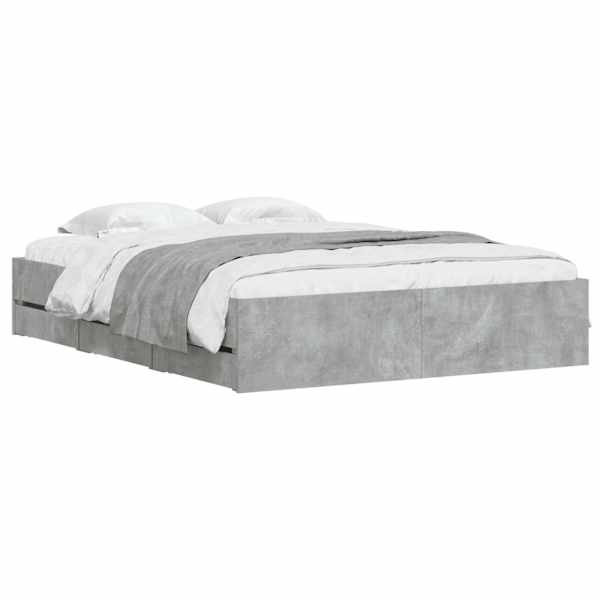 Sahtlitega voodiraam, betoonhall, 140 × 190 cm, tehispuit — mudel 3207304