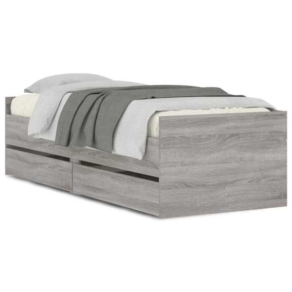 Sahtlitega voodiraam, hall sonoma tamm, 90 × 200 cm — mudel 3207348