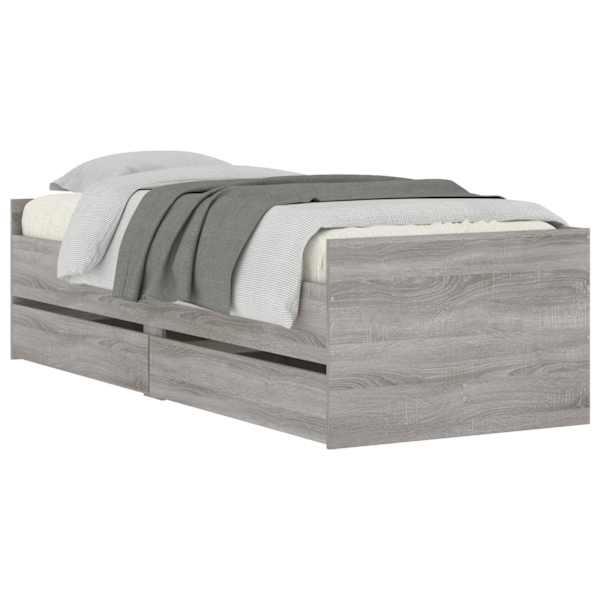 Sahtlitega voodiraam, hall sonoma tamm, 90 × 200 cm — mudel 3207348