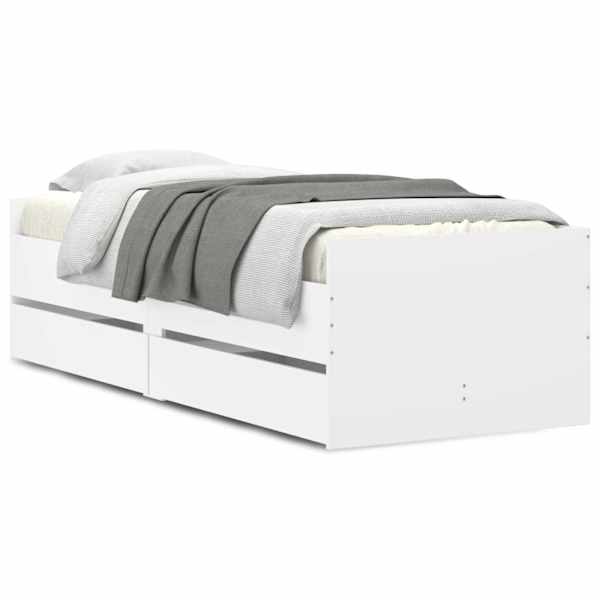 Sahtlitega voodiraam, valge, 90 × 190 cm — mudel 3207350