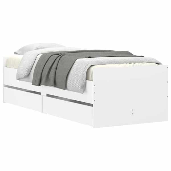 Sahtlitega voodiraam, valge, 90 × 190 cm — mudel 3207350