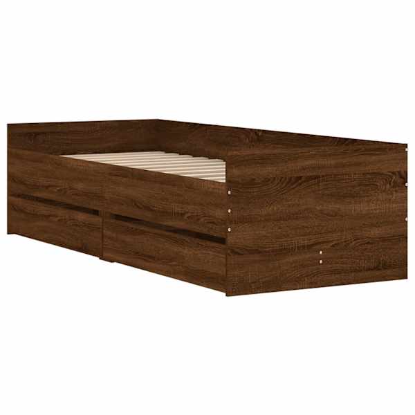 Sahtlitega voodiraam, pruun tamm, 75 × 190 cm — mudel 3207363