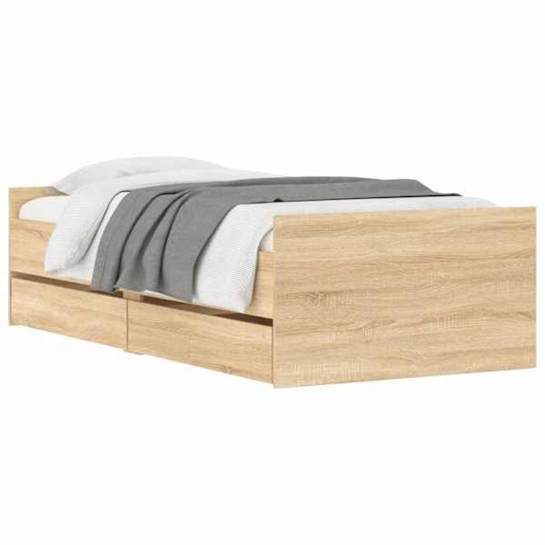 Sahtlitega voodiraam, sonoma tamm, 90 × 200 cm — mudel 3207373