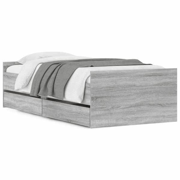 Sahtlitega voodiraam, hall sonoma tamm, 90 × 200 cm — mudel 3207376