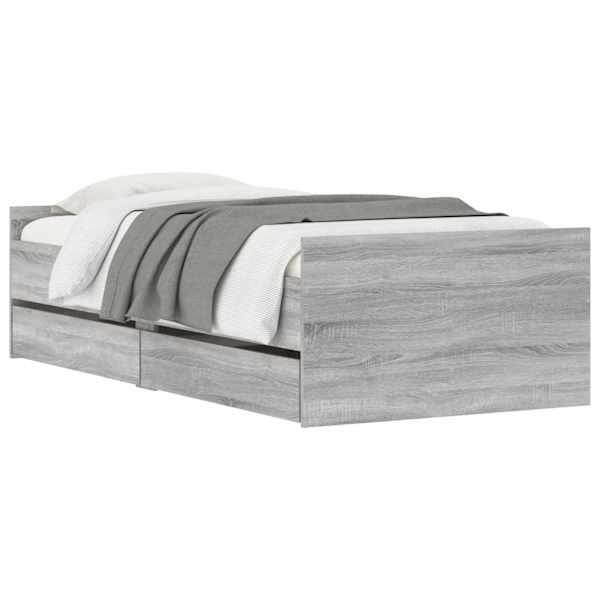 Sahtlitega voodiraam, hall sonoma tamm, 90 × 200 cm — mudel 3207376