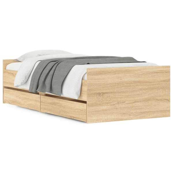 Sahtlitega voodiraam, sonoma tamm, 90 × 190 cm — mudel 3207380