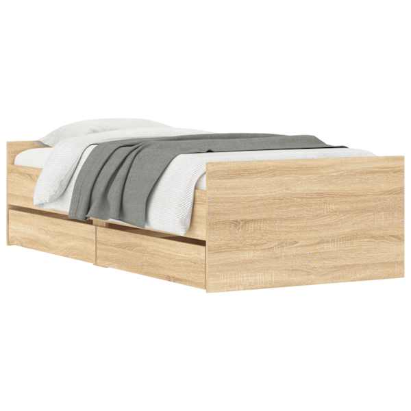 Sahtlitega voodiraam, sonoma tamm, 90 × 190 cm — mudel 3207380