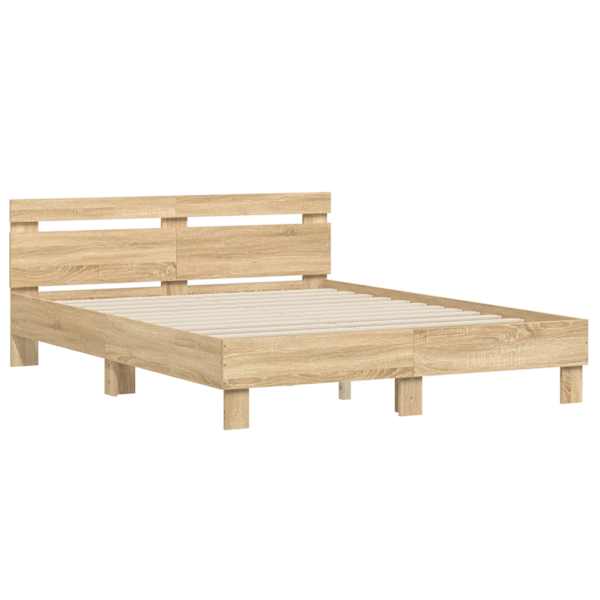 Voodiraam peatsiga, sonoma tamm, 150 × 200 cm, tehispuit — mudel 3207415
