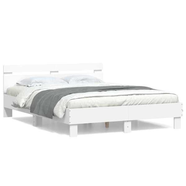 Voodiraam peatsiga, valge, 140 × 200 cm, tehispuit — mudel 3207420