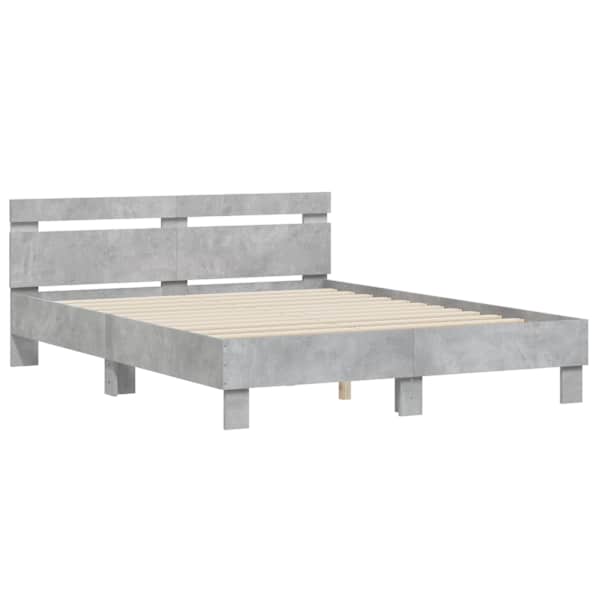 Voodiraam peatsiga, betoonhall, 140 × 200 cm, tehispuit — mudel 3207423