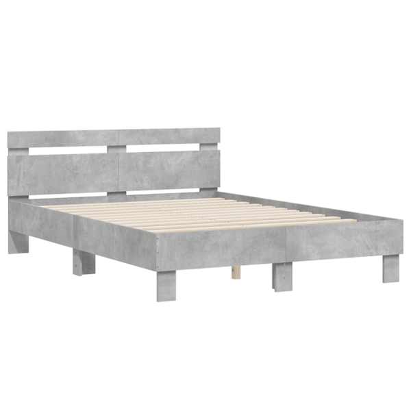 Voodiraam peatsiga, betoonhall, 135 × 190 cm, tehispuit — mudel 3207444