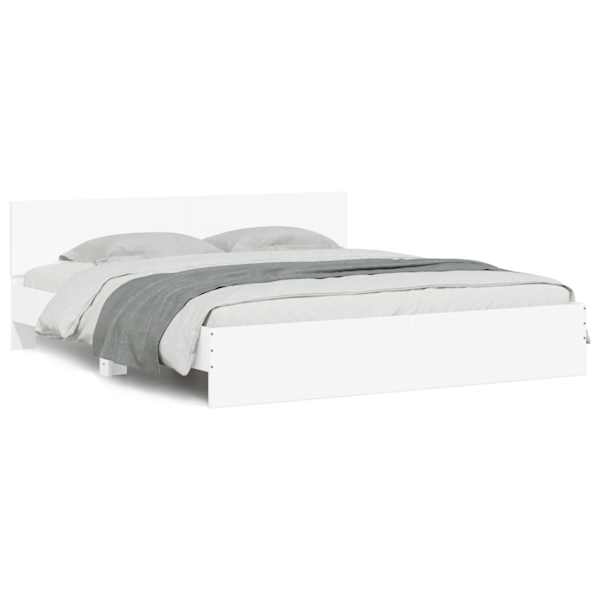 Voodiraam peatsiga, valge, 200 × 200 cm — mudel 3207455